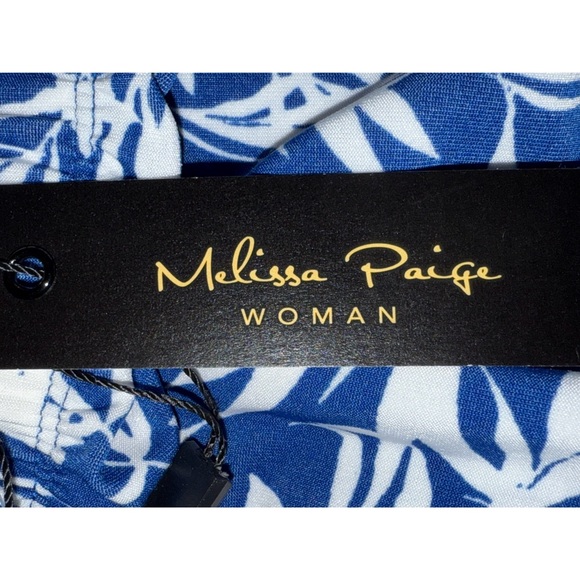 Melissa Paige - Tropical Leaf Pants - Blue & White Lightweight Cotton - Size 2X - Picture 3 of 9